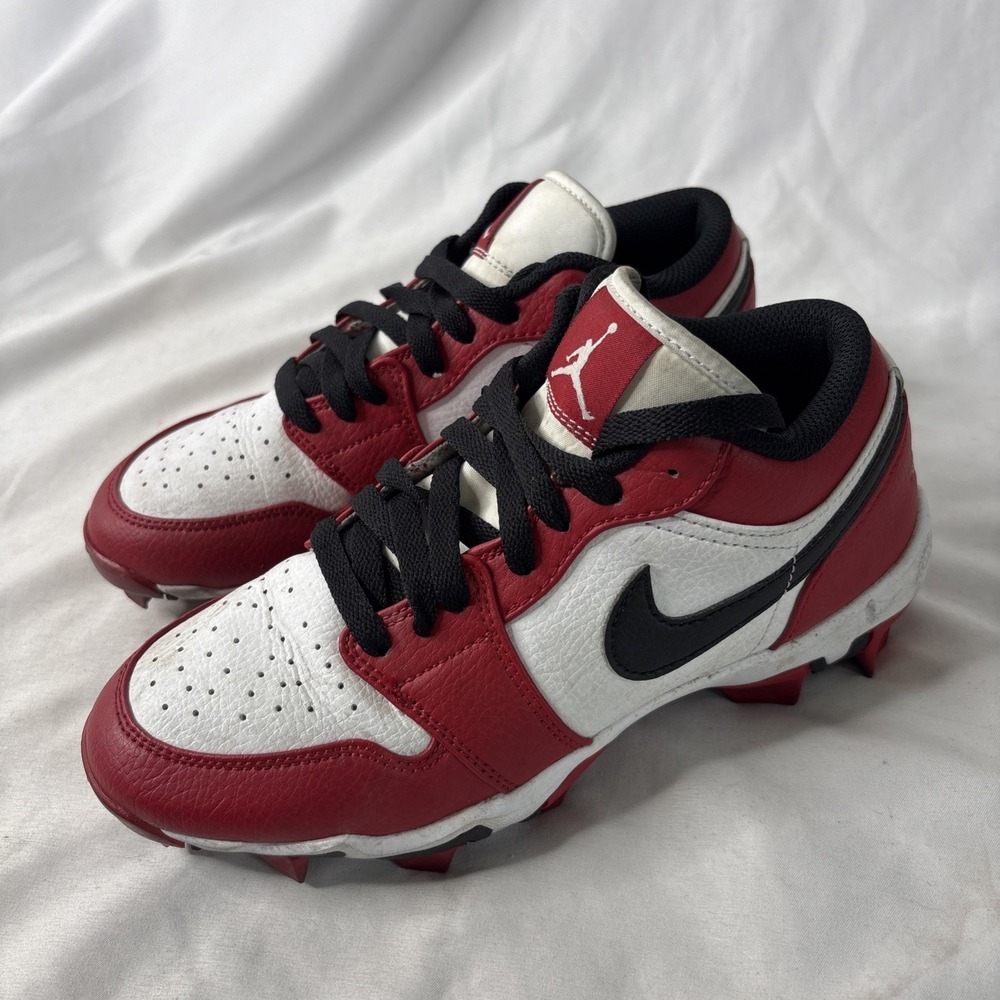 Nike Jordan 1 Low Youth Chicago Red Baseball Football Cleat HF6885-106 Size 5 Y